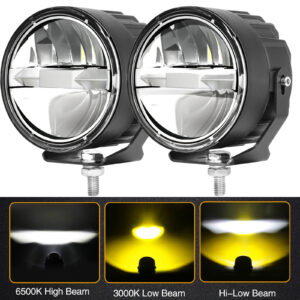 Par de luces LED redondas de 3,5" 60 W para conducción todoterreno vainas faros altos/bajos 12 V-