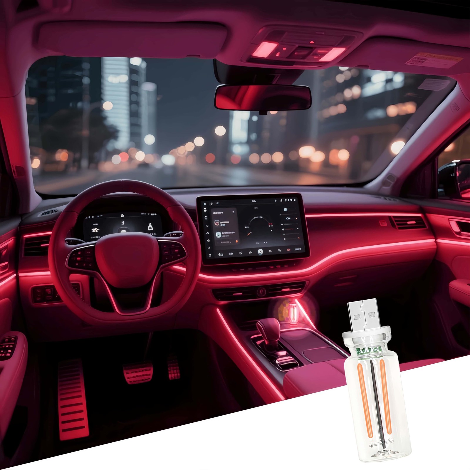 Lámpara Coche Retro, Ajuste Táctil USB Luces LED Coche, Enchufe USB Automotriz N...-