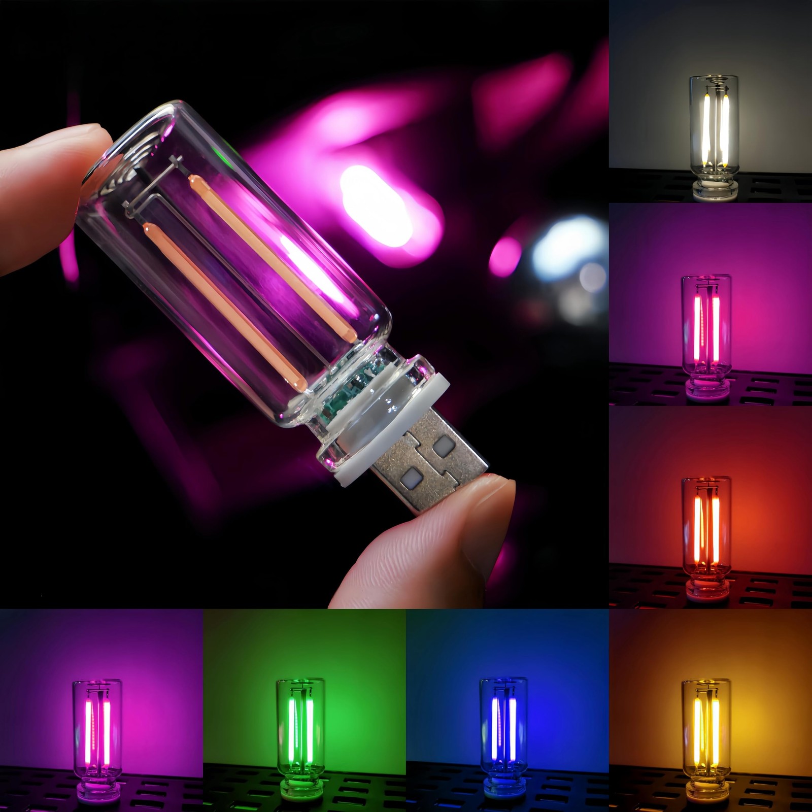 Lámpara Coche Retro, Ajuste Táctil USB Luces LED Coche, Enchufe USB Automotriz N...- - Image 2