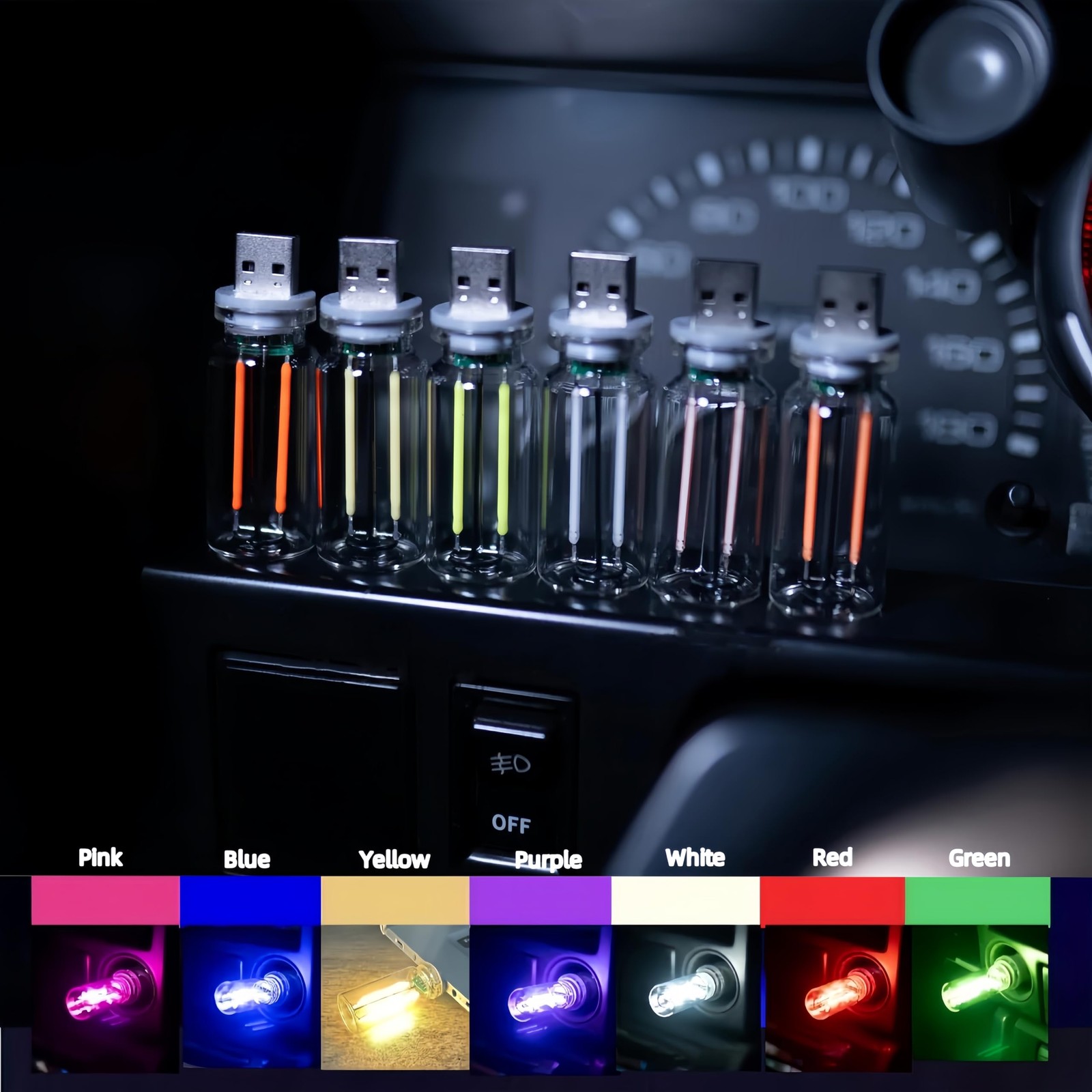 Lámpara Coche Retro, Ajuste Táctil USB Luces LED Coche, Enchufe USB Automotriz N...- - Image 3