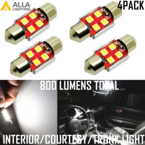AllaLighting 4x 6000K mapa LED, cúpula, cortesía, bombilla troncal DE3175 blanco brillante-