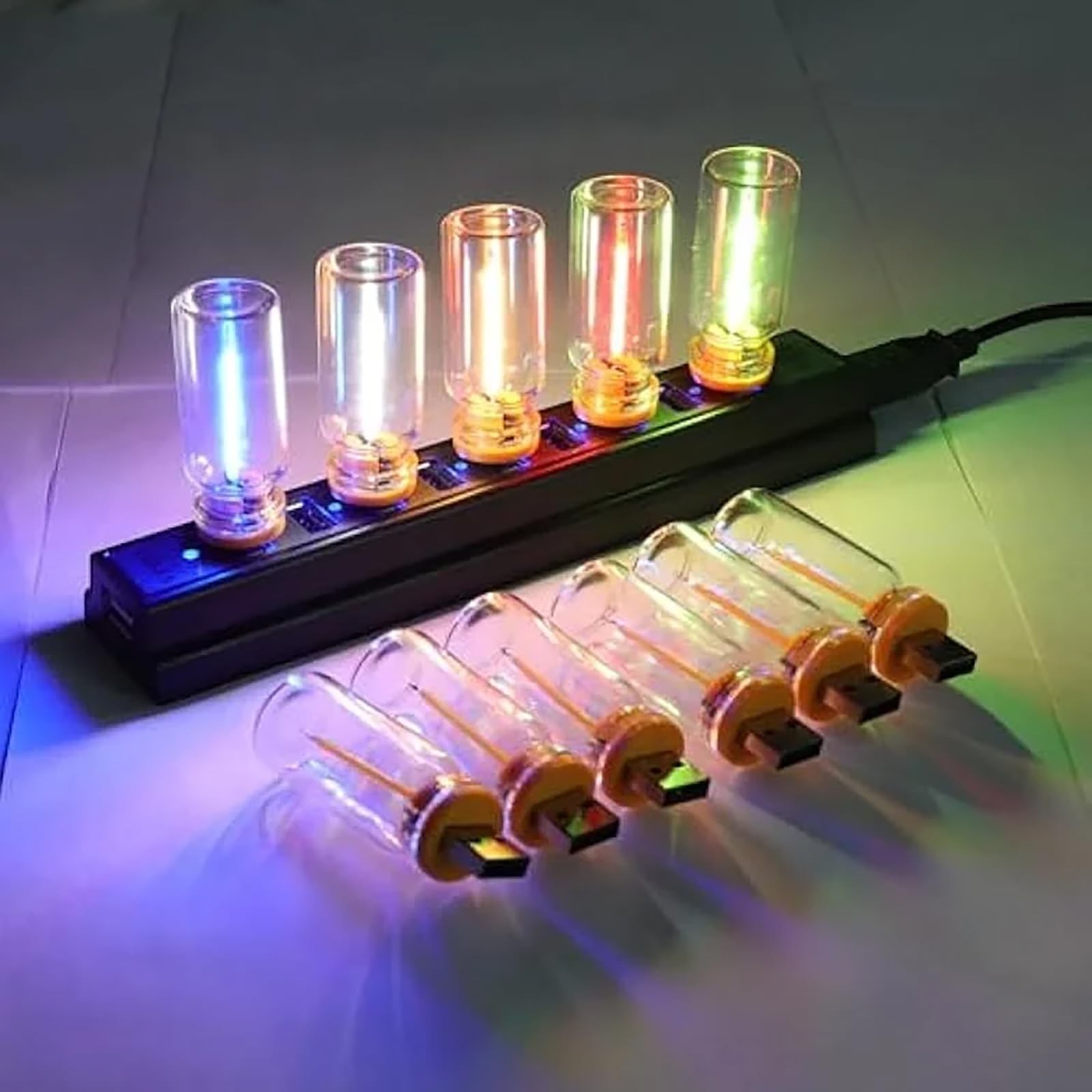 Lámparas de coche, control táctil USB luces de atmósfera interior de coche, USB interior automotriz...- - Image 3
