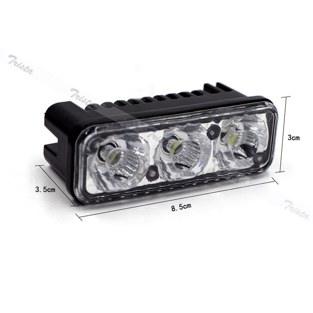 2 piezas 3 LED Blanco Coche DRL Luz de Conducción Control Remoto Flash Estroboscópico Lámpara de Advertencia- - Image 3