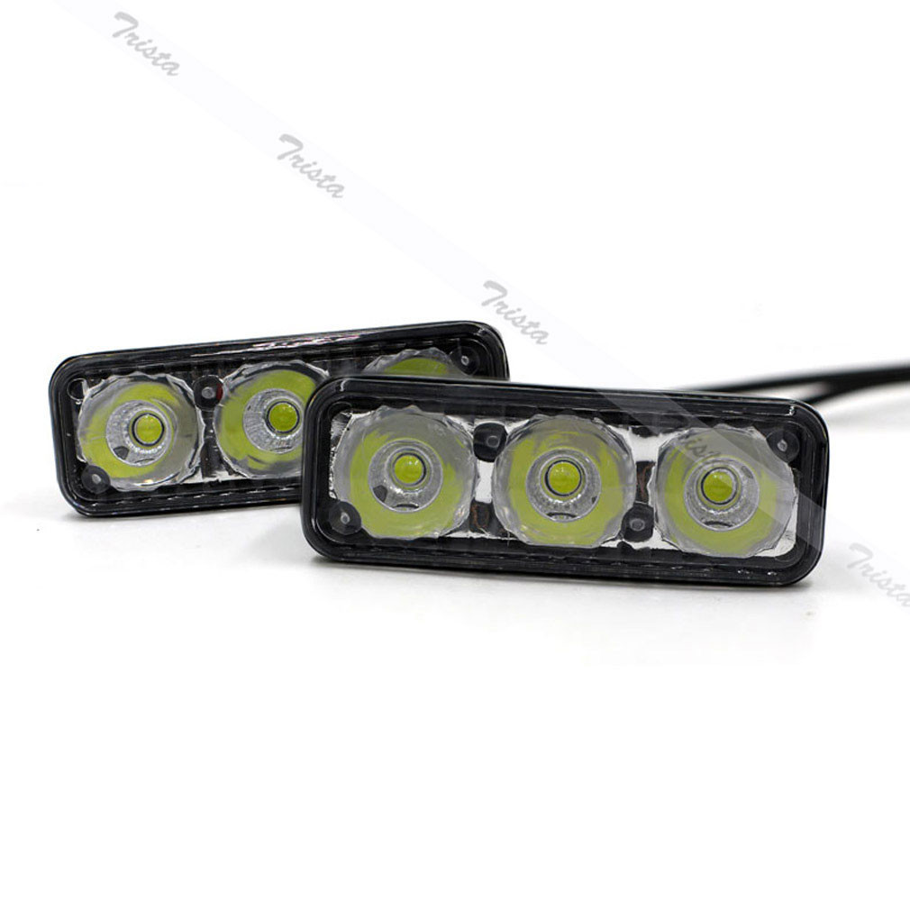 2 piezas 3 LED Blanco Coche DRL Luz de Conducción Control Remoto Flash Estroboscópico Lámpara de Advertencia- - Image 4