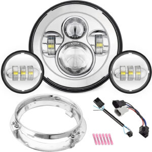 Combo de luces antiniebla de cabeza de 7 pulgadas compatible con H_Arley para motocicleta, compatible-