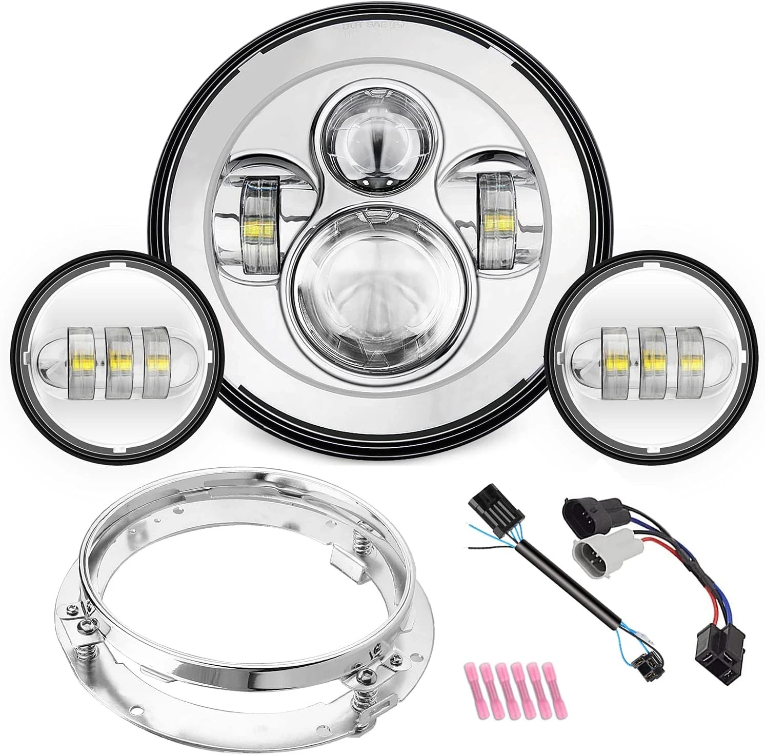 Combo de luces antiniebla de cabeza de 7 pulgadas compatible con H_Arley para motocicleta, compatible-