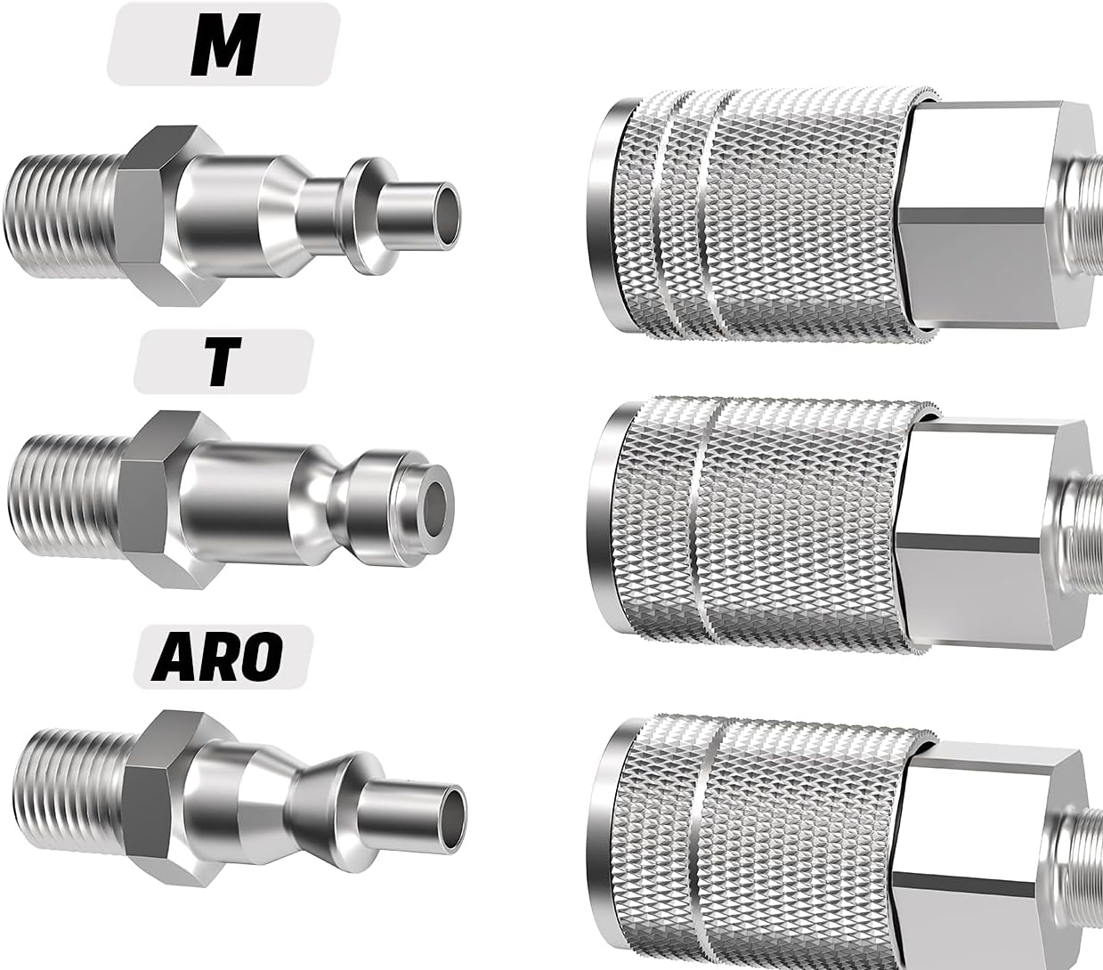 Air Compressor Accessories Fittings, Automotive T-Type, 1/4 Inch Body Size, 1/4 - Image 5