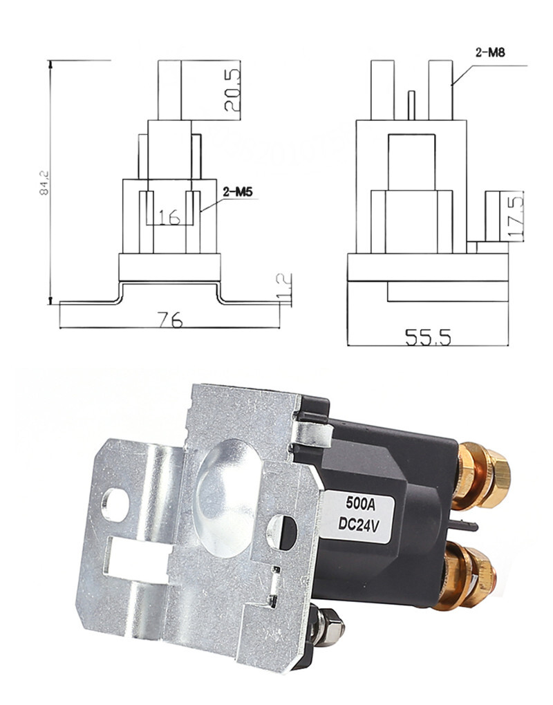 Relé de alta corriente 500A 12V/24V relé de arranque de batería doble gran corriente alimentación de automóvil- - Image 3