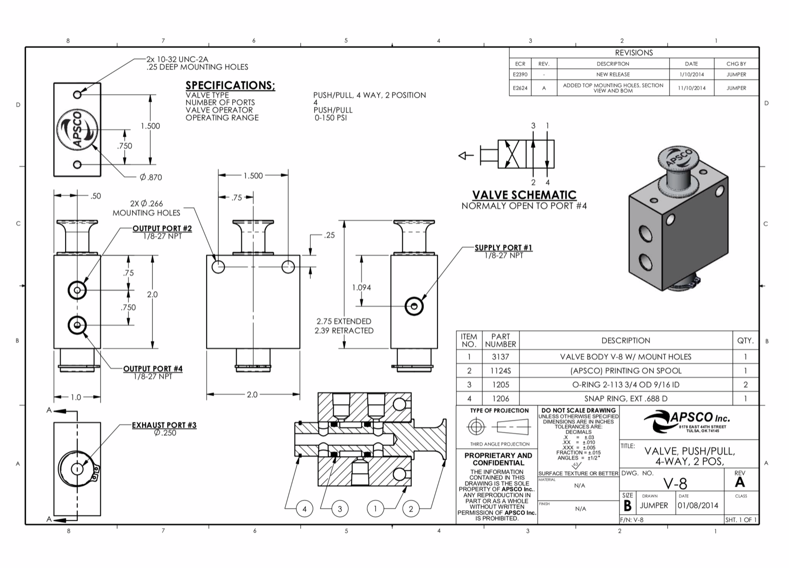 Apsco - 4 Way 2 Position Single Spool Tailgate Air Valve - Image 3