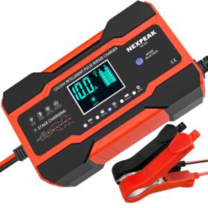 Cargador de batería inteligente NEXPEAK NC201 10 amperios cargador de goteo 12V 24V batería de coche -