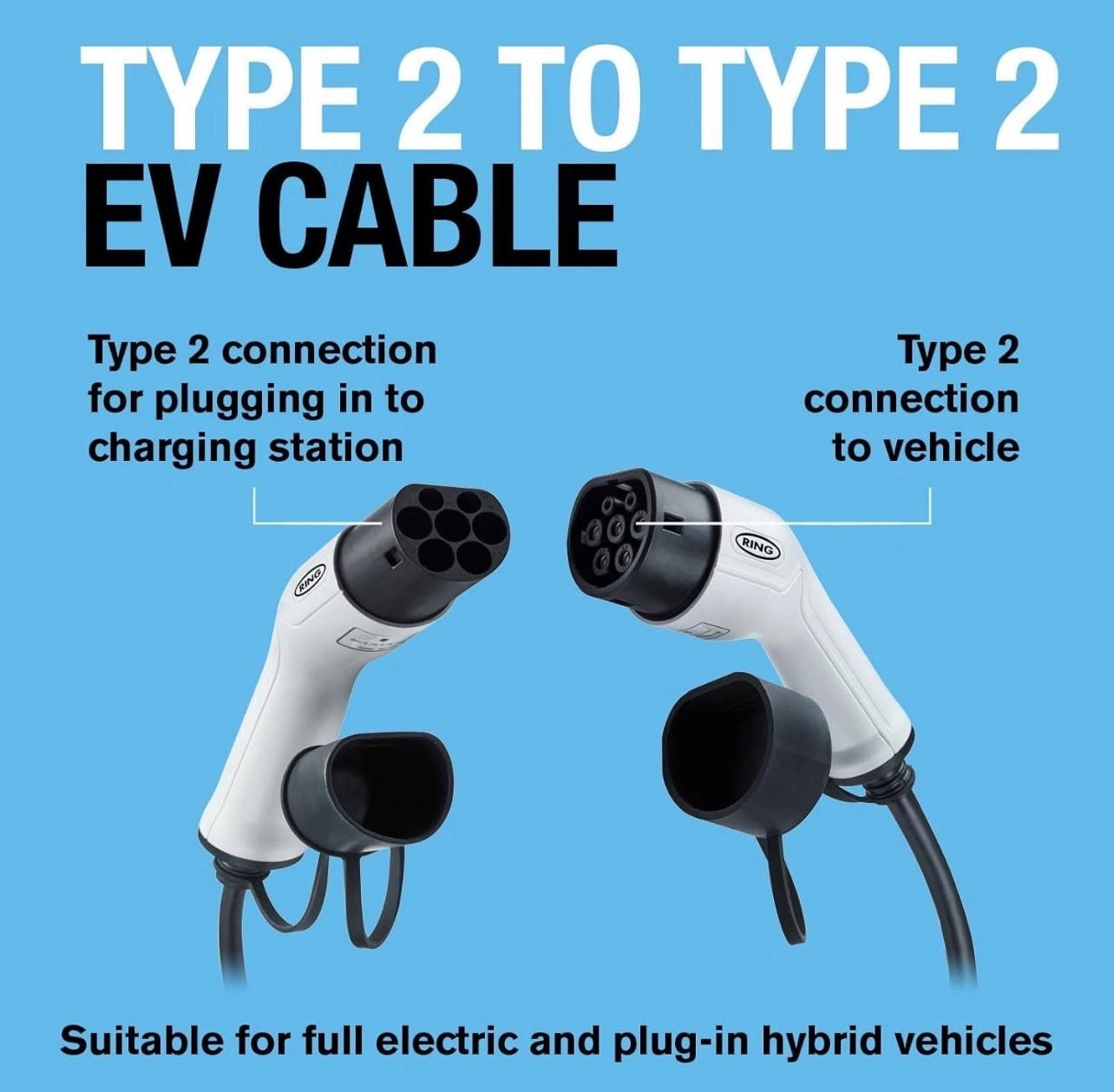 Anillo Automotriz 32A EV Cable de Carga Tipo 2 a Tipo 2 1 Fase EV Híbrido Coches 5M- - Image 3