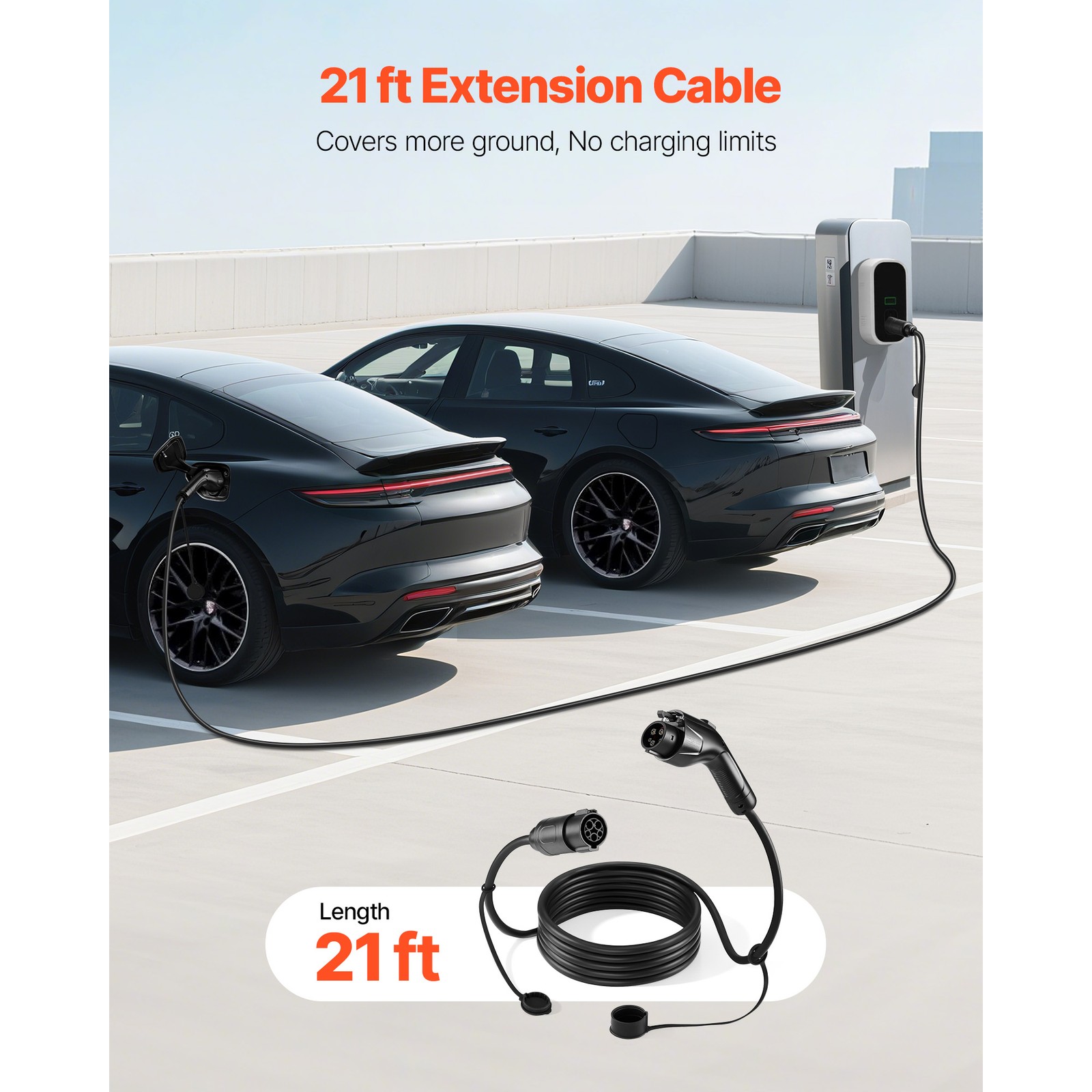 Uimoso EV Charger Extension Cable 32A 21 ft J1772 Level 1/Level 2 Charging Cord - Image 3