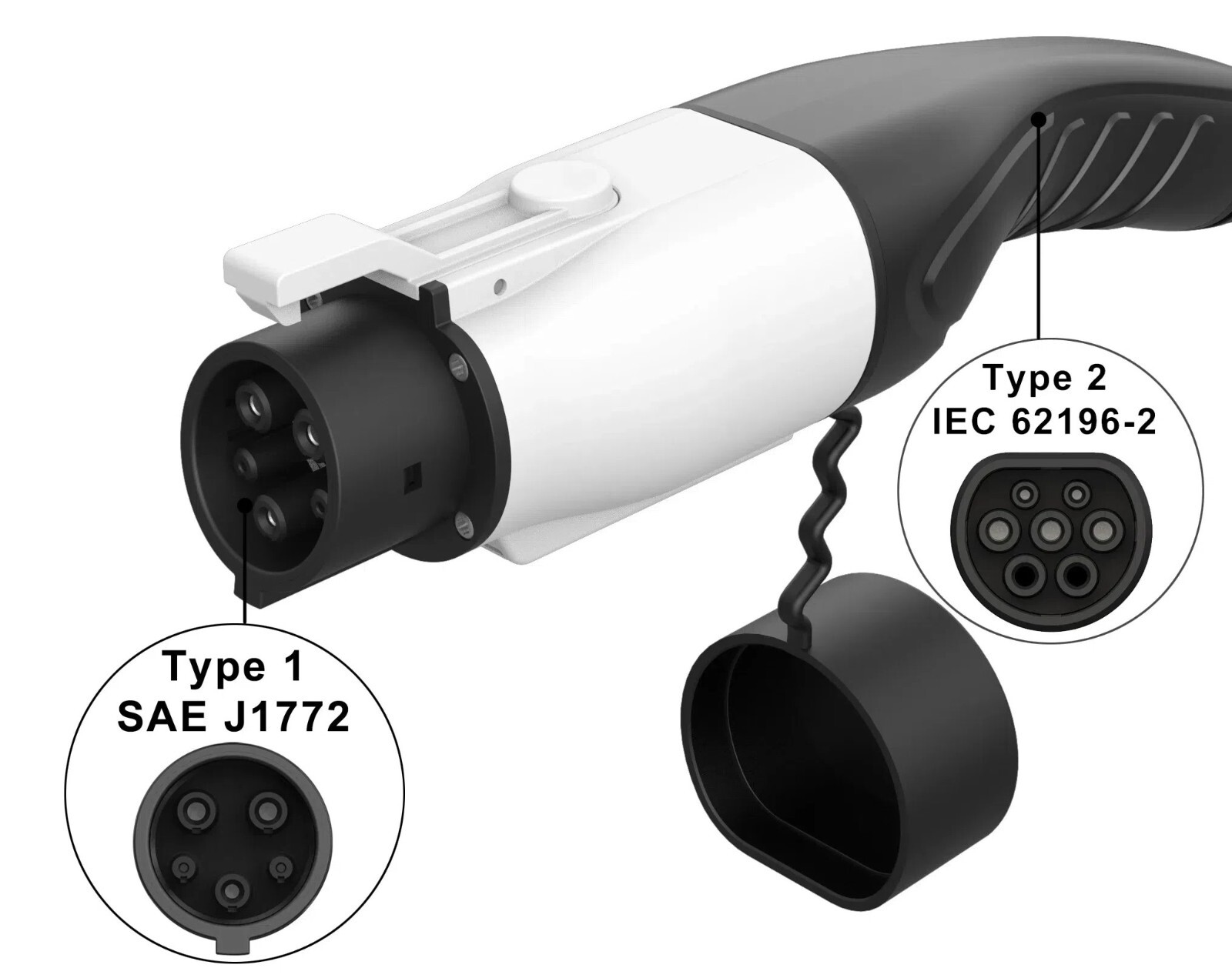Conector de cable de carga EV tipo 2 a tipo 1, adaptador IEC62196 a J1772, 32A 7kW- - Image 4