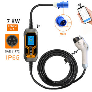 Cable de carga EV portátil CEE 32A 16 ft APP J1772 cargador de coche eléctrico rápido 7KW-