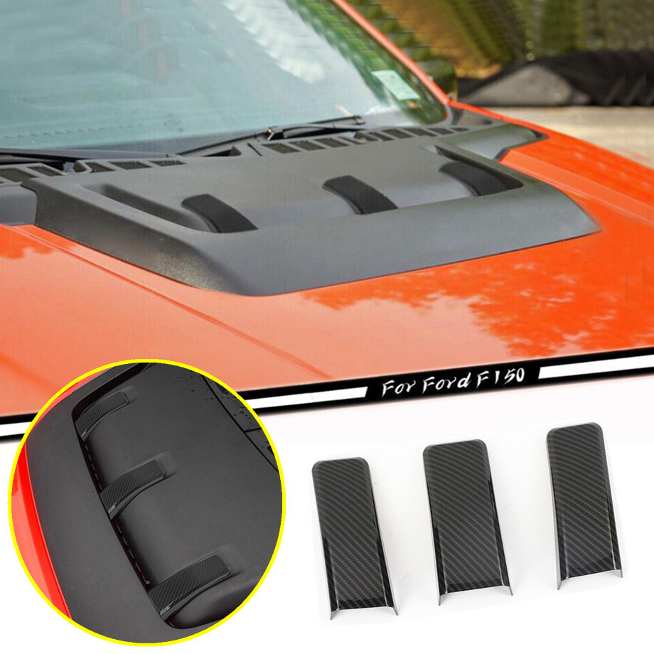 Car Hood Scoop Air Vent Cover Trim For Ford F150 Raptor 21-23 Accessories Carbon