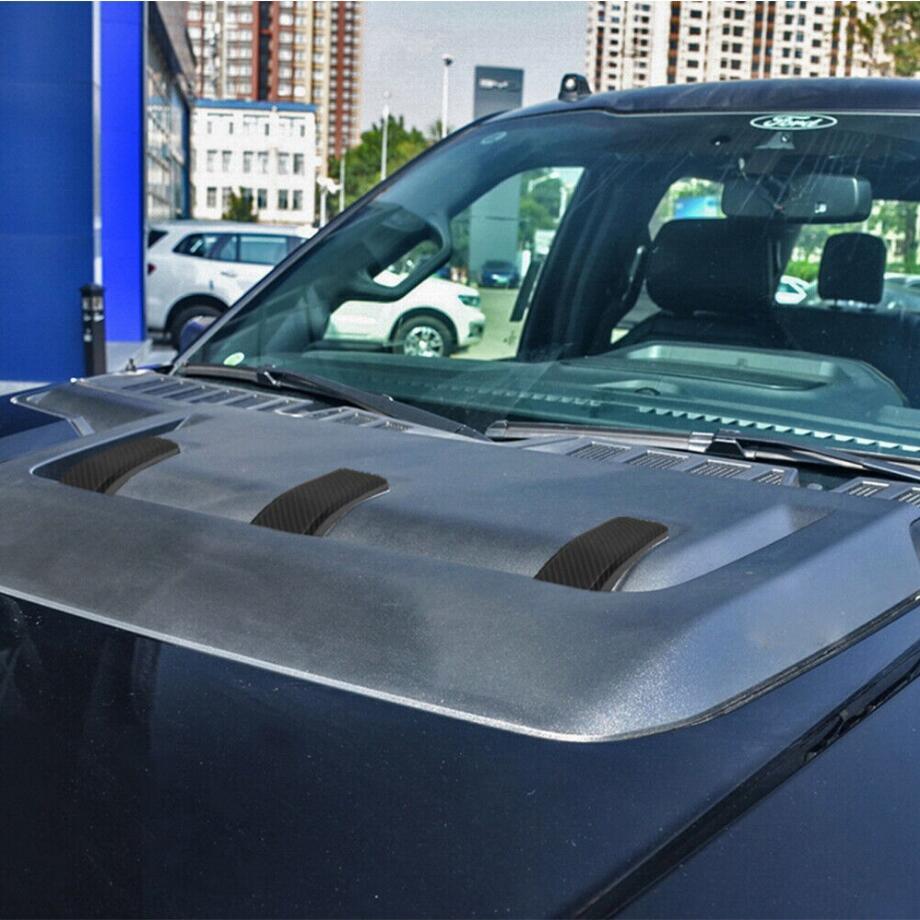 Car Hood Scoop Air Vent Cover Trim For Ford F150 Raptor 21-23 Accessories Carbon - Image 3
