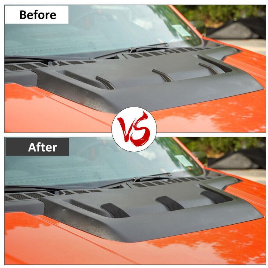 Car Hood Scoop Air Vent Cover Trim For Ford F150 Raptor 21-23 Accessories Carbon - Image 5