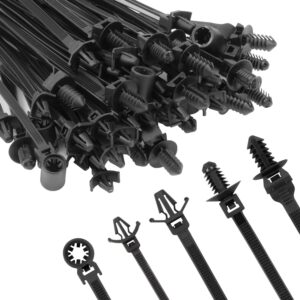 110 PIEZAS Instalación Automotriz Negro Empuje Montaje Cable Cremallera Lazos Surtidos-