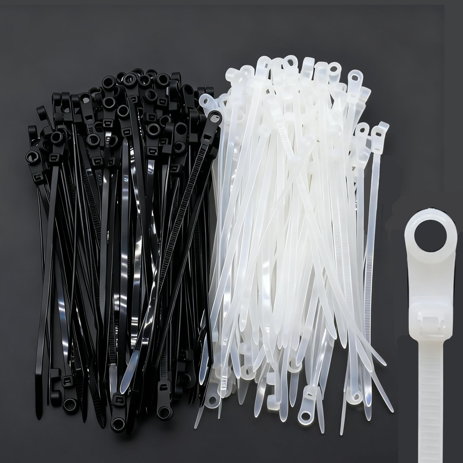 200 un. Bridas de cremallera con orificios para tornillos para automoción, bridas de cable de montaje a empuje 6-