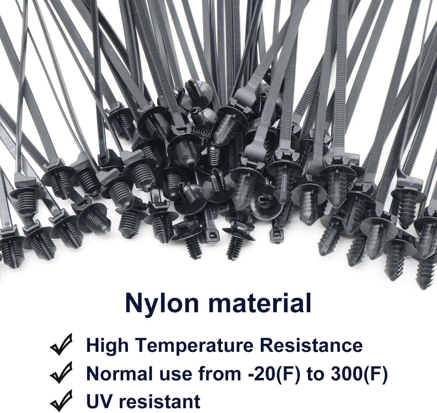 60pcs Assorted Push Mount Cable Zip Ties w/ Push Pin for Automotive Trailer Boat - Image 3