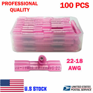 Kit de terminales de crimpado automotriz conectores termorretráctiles rojos 18-22 AWG de 100 piezas-