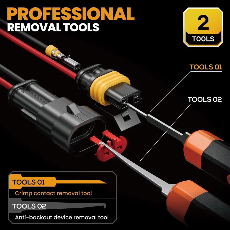 Kit de herramientas de crimpado conectores automotrices impermeables 1-5 pines 22-14 AWG- - Image 5