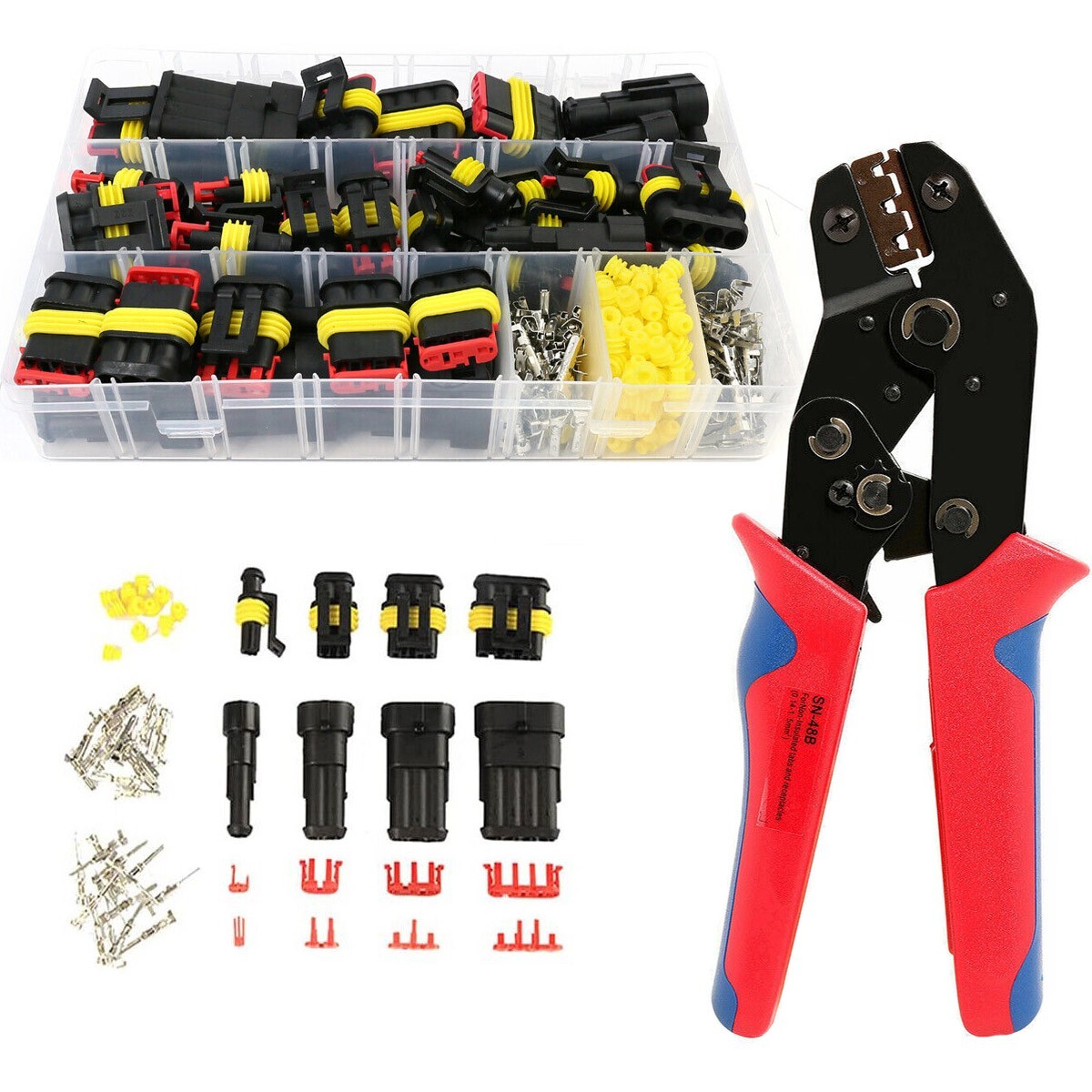 352 piezas conectores de cable automotrices impermeables terminales de enchufe herramienta de alicate de prensado-