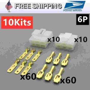 Conector de cable de enchufe terminal macho eléctrico automotriz de 6 pines 10 kits-