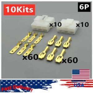 Conector de cable de enchufe terminal macho eléctrico automotriz de 6 pines 10 kits-