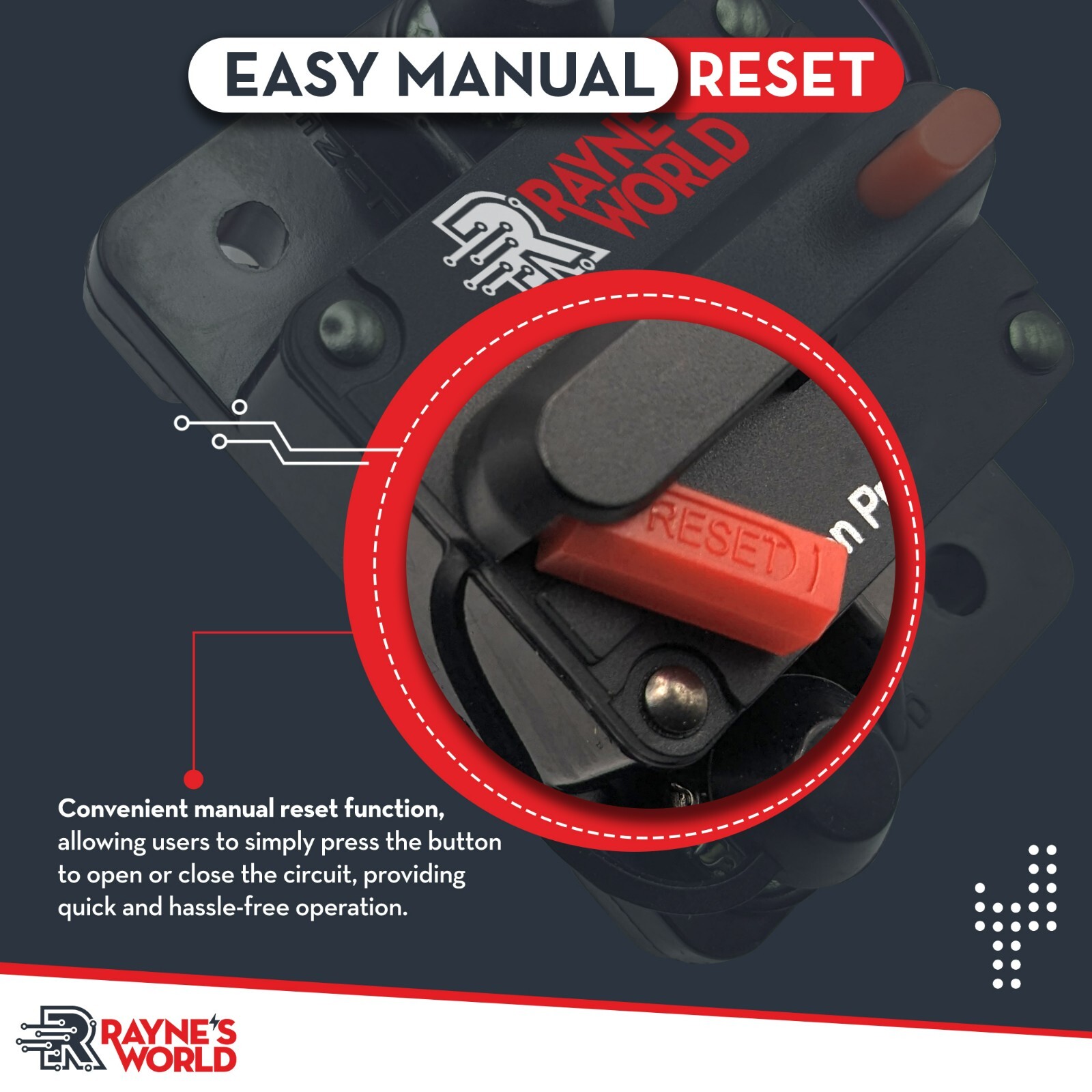 PACK 10 50 Amp Impermeable Disyuntor Coche/Marino/Solar 12-48DC Restablecimiento Manual- - Image 4