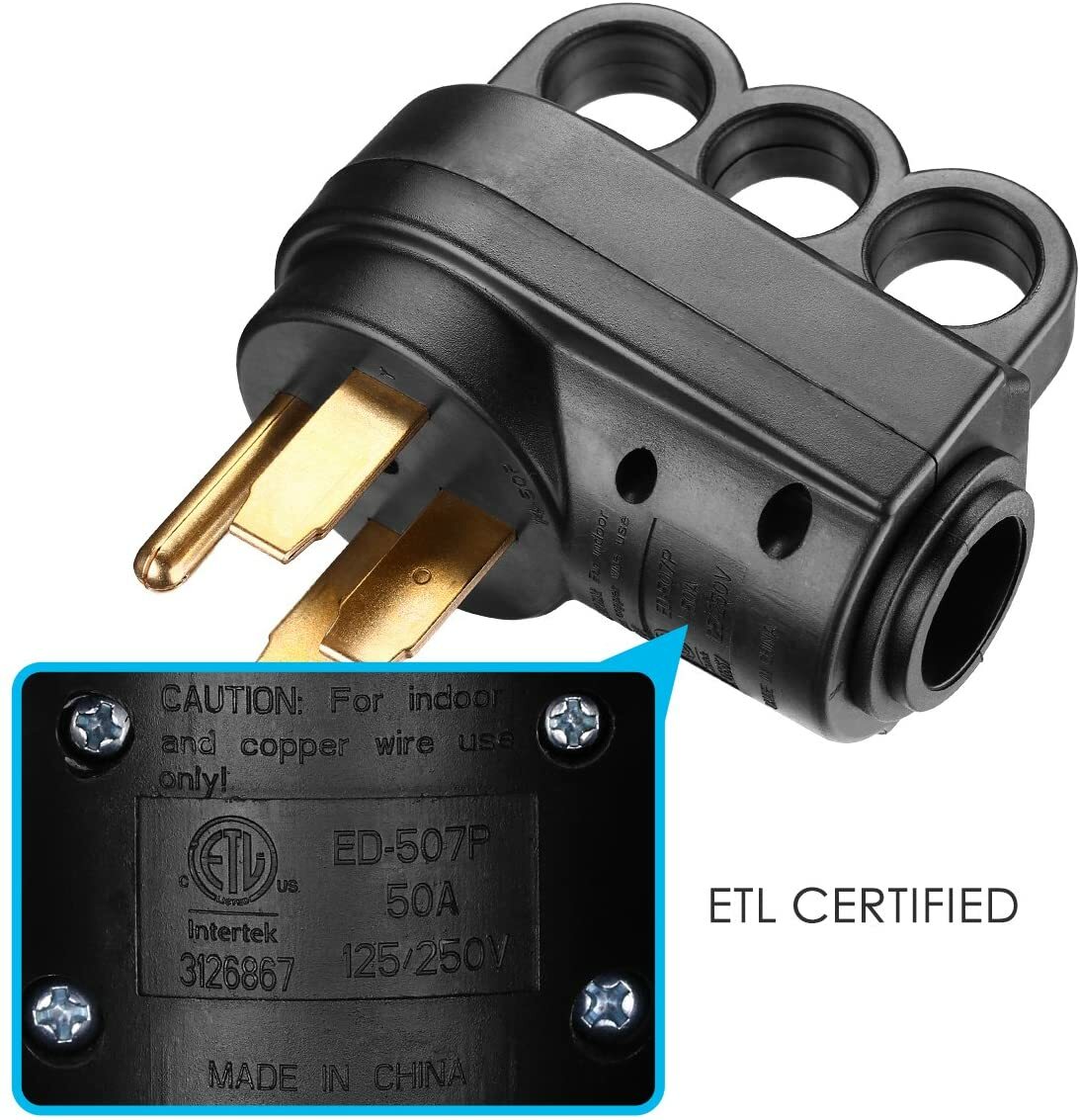 Enchufe macho de repuesto para autocaravana de 50 amperios con diseño de fácil desenchufe, certificado ETL automotriz- - Image 3