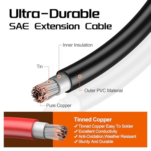 SAE Extension Cable, SAE Quick Disconnect Connector for Automotive, 16AWG 25FT - Image 3