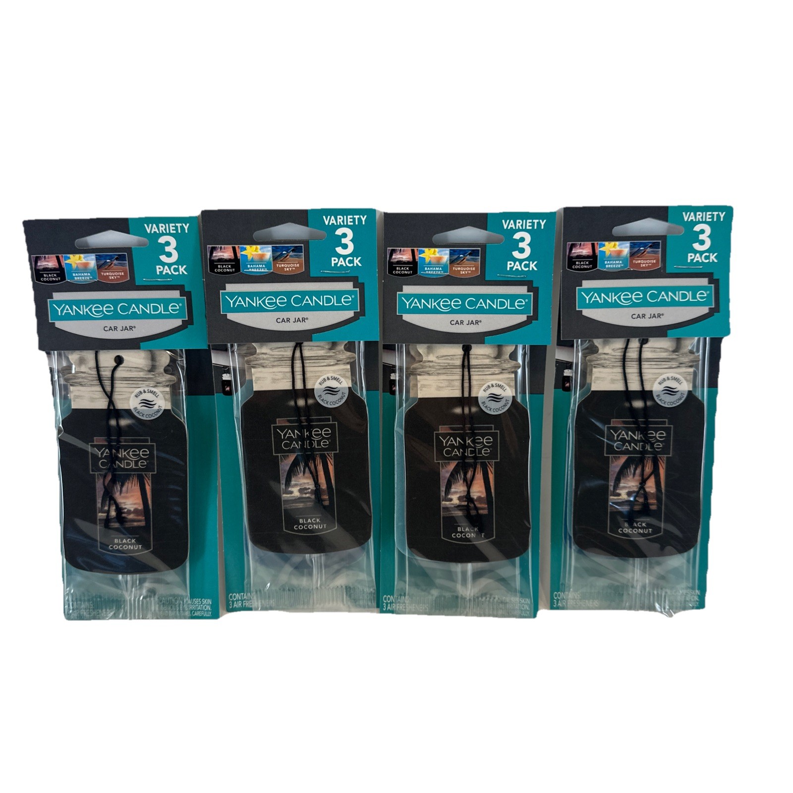 Paquete de 12 variedades de ambientador Scent Yankee Candle Car Tarro 4 tarjetas de 3 = 12-