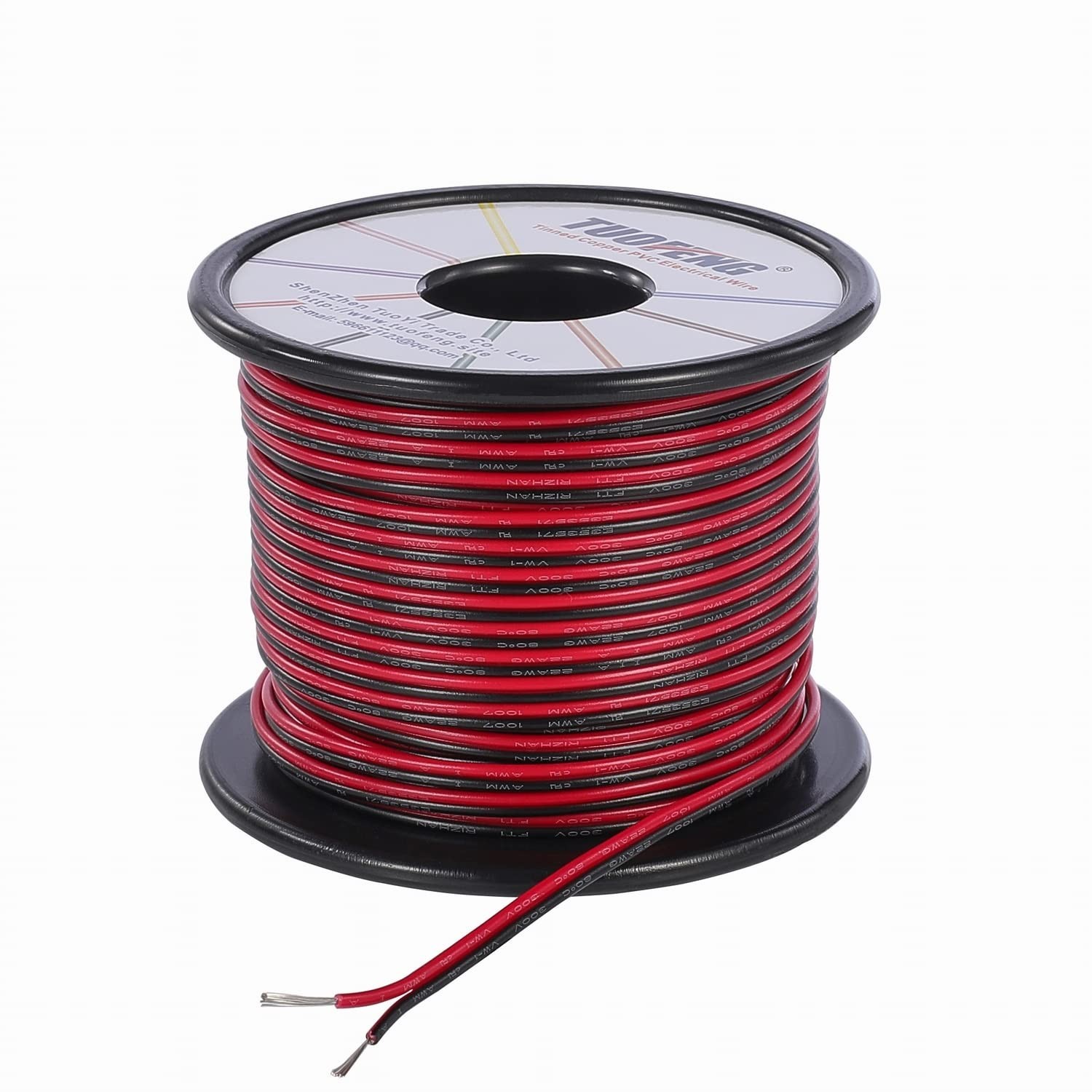 22AWG 100ft LED Extension Cable Copper Wire – 2 Pin, Red Black, 12V/24V - Image 3
