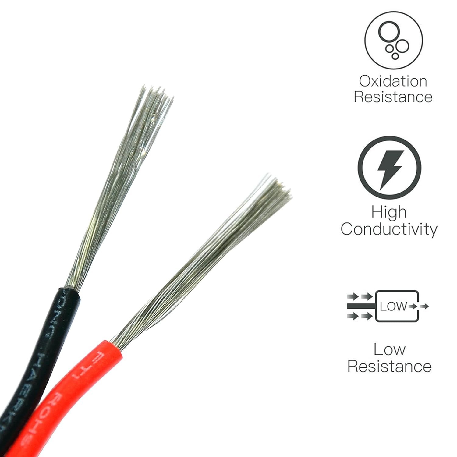 22AWG 100ft LED Extension Cable Copper Wire – 2 Pin, Red Black, 12V/24V - Image 4