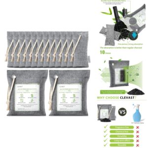 Paquete de 14 bolsas purificadoras de aire de carbón de bambú - Eliminador de olores natural para el hogar-