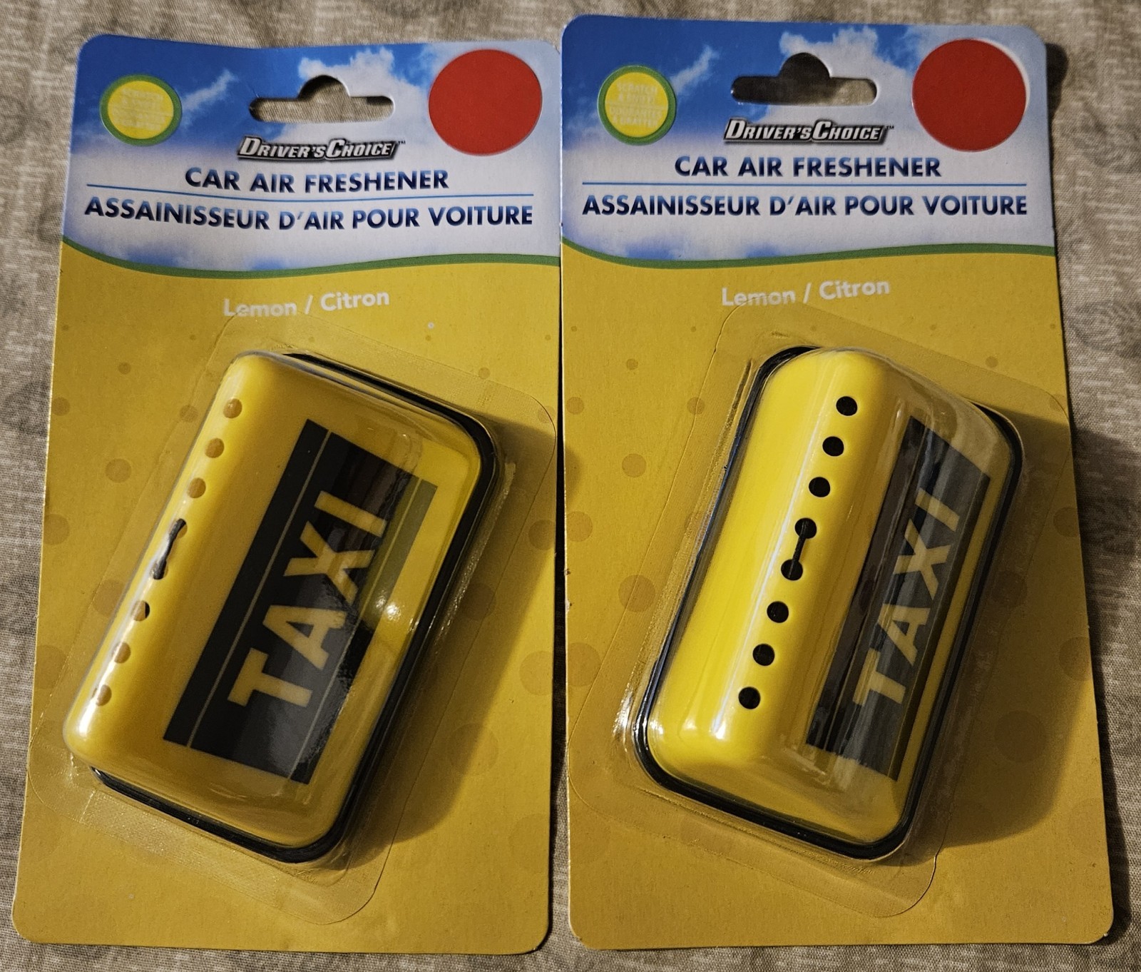 Taxi Light Themed 3D Auto Car Air Freshener Lot Of 2 - Lemon Scented Gift Funny