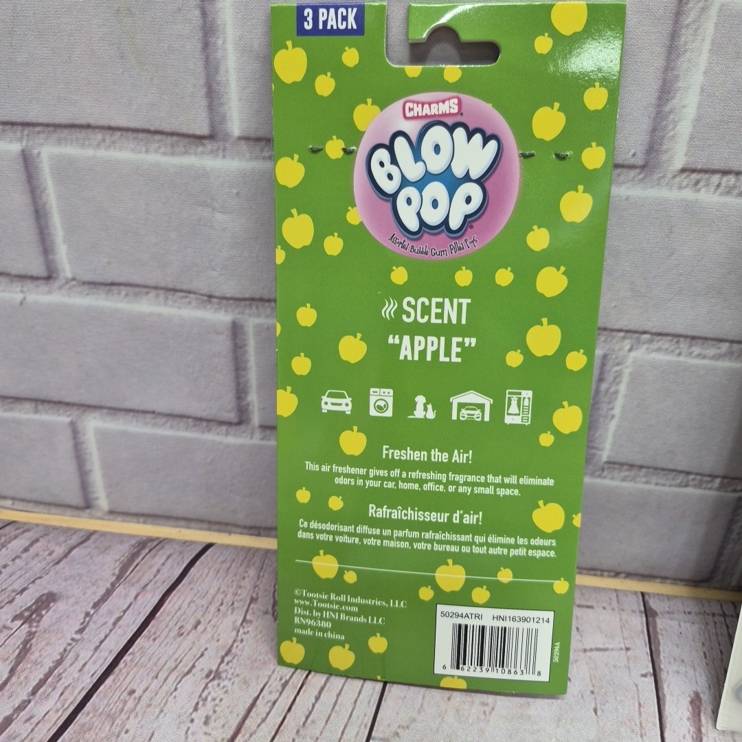Encantos Blow Pop Sour Apple Ambientador Coche Lote de 3 Paquetes, -NUEVO SELLADO- - Image 4