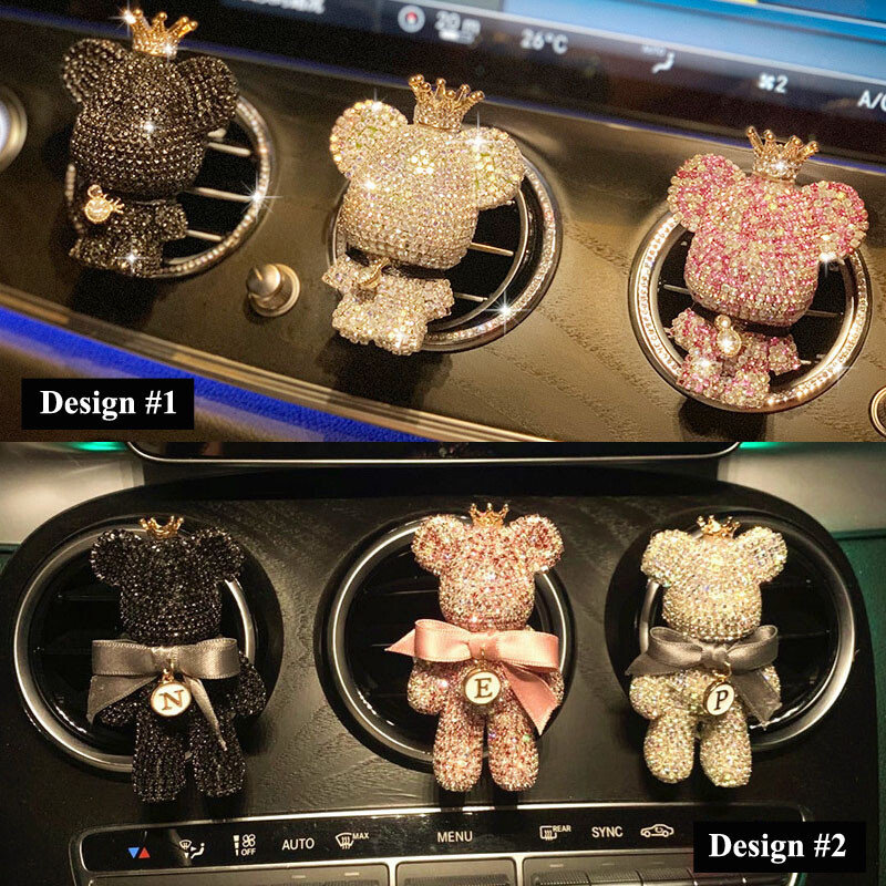 Ambientadores de ventilación de aire para automóvil Bling Diamond Bear clip de perfume aroma decoración difusa-