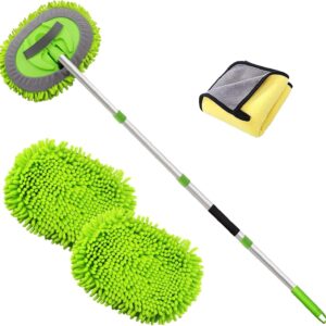 Fregona de lavado de autos 62" - Fregona de limpieza de autos con mango largo poste de acero inoxidable para R-