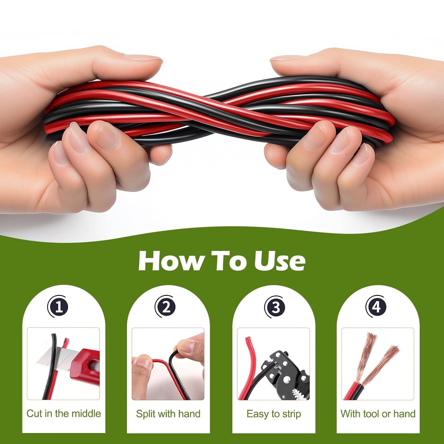 16 AWG Wire Extension Cable 100FT Red Black LED Strip Light DC Power Cord - Image 5