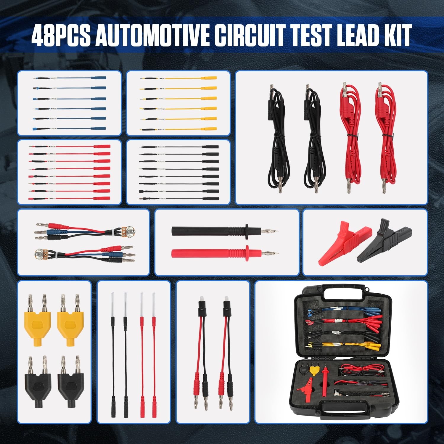 48PCS Automotive Circuit Test Leads Kit Electrical Breakout black - Image 2