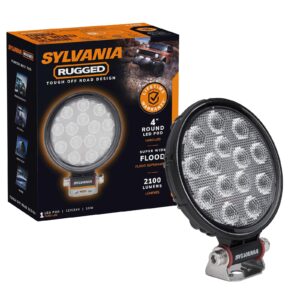 SYLVANIA Rugged 4” LED Round Pod Floodlight – Off-Road Truck & ATV (1 Light)