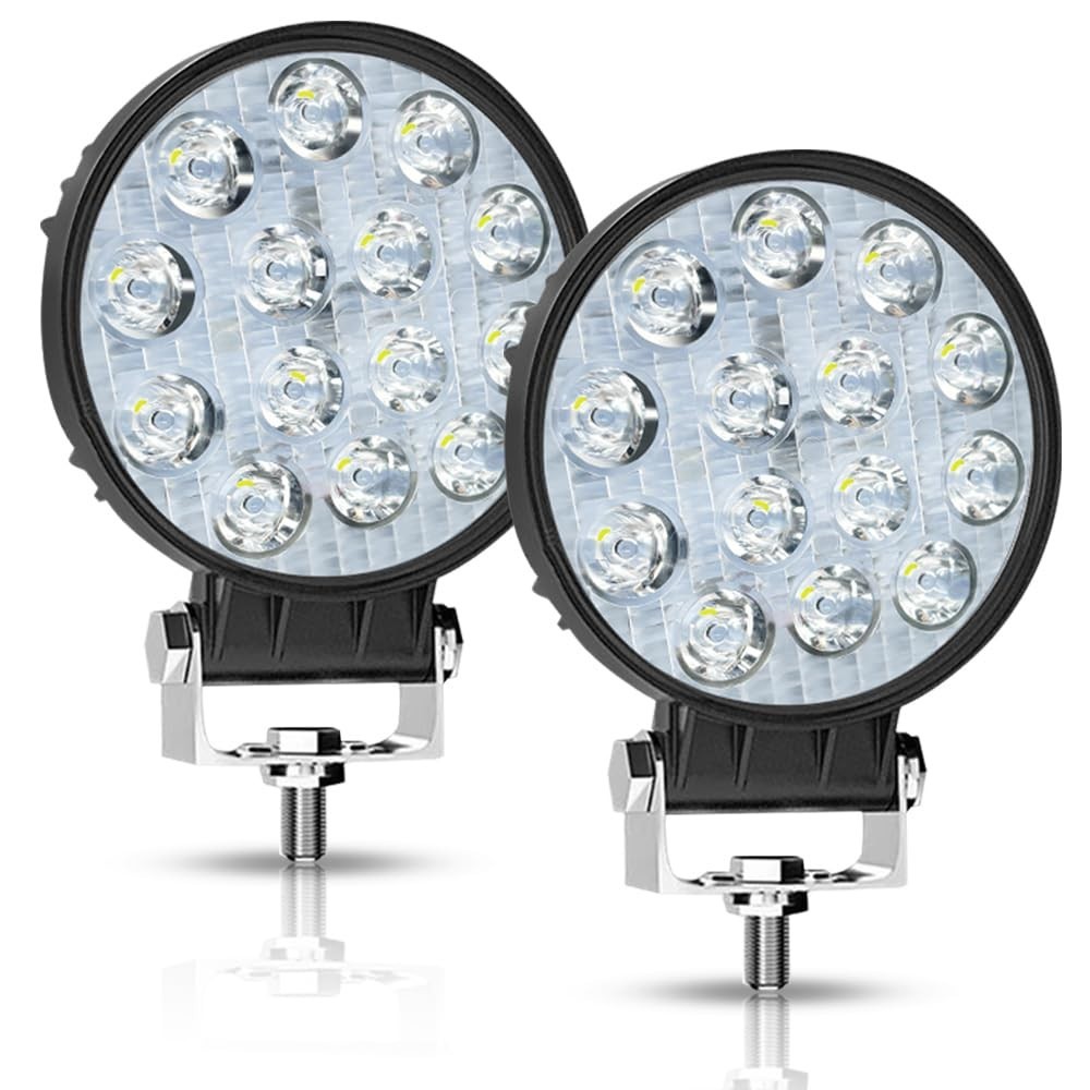 42W LED Work Light Pods - 4" Round Flood Lights for Truck, ATV, UTV, Boat, RV - - Image 2