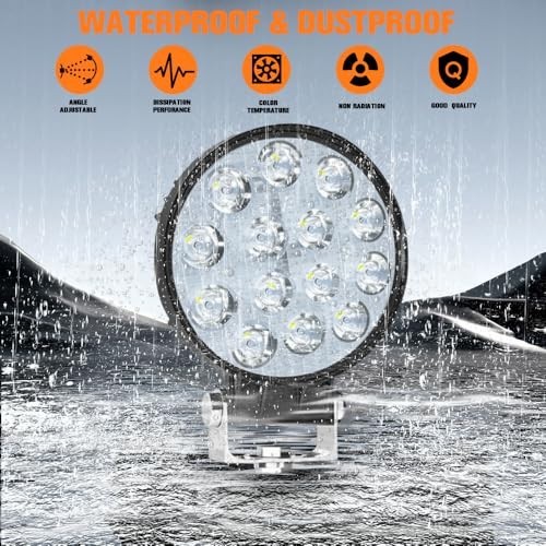 42W LED Work Light Pods - 4" Round Flood Lights for Truck, ATV, UTV, Boat, RV - - Image 4