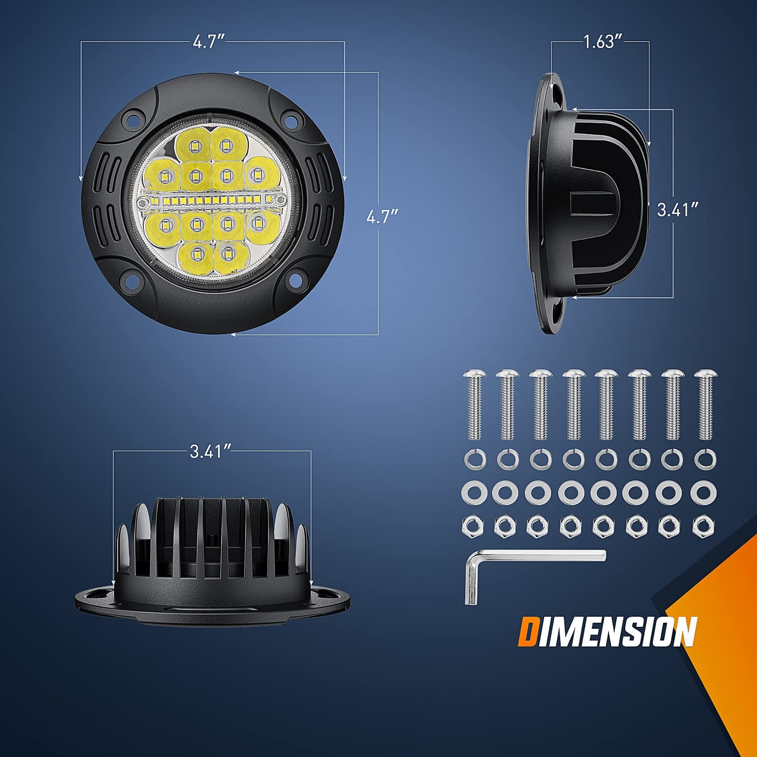 Nilight Flush Mount LED Pods 2x 5" 36W Spot Flood Combo Beam Off-Road Lights - Image 2