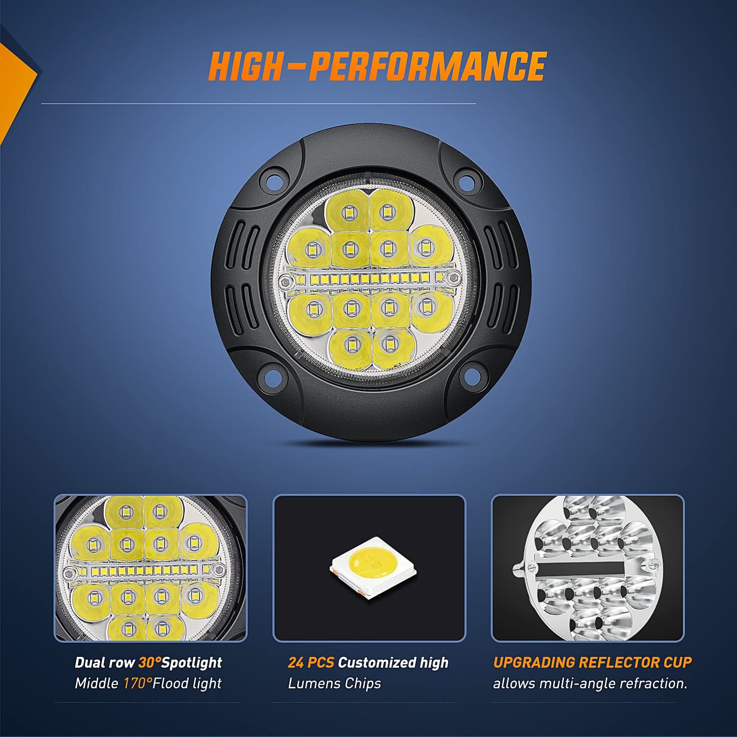Nilight Flush Mount LED Pods 2x 5" 36W Spot Flood Combo Beam Off-Road Lights - Image 4