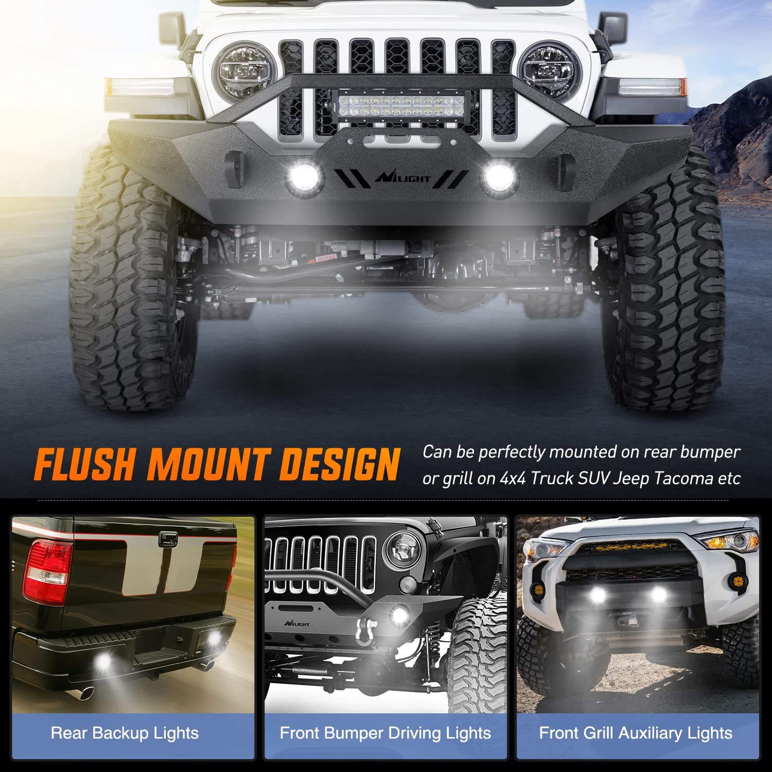 Nilight Flush Mount LED Pods 2x 5" 36W Spot Flood Combo Beam Off-Road Lights - Image 5