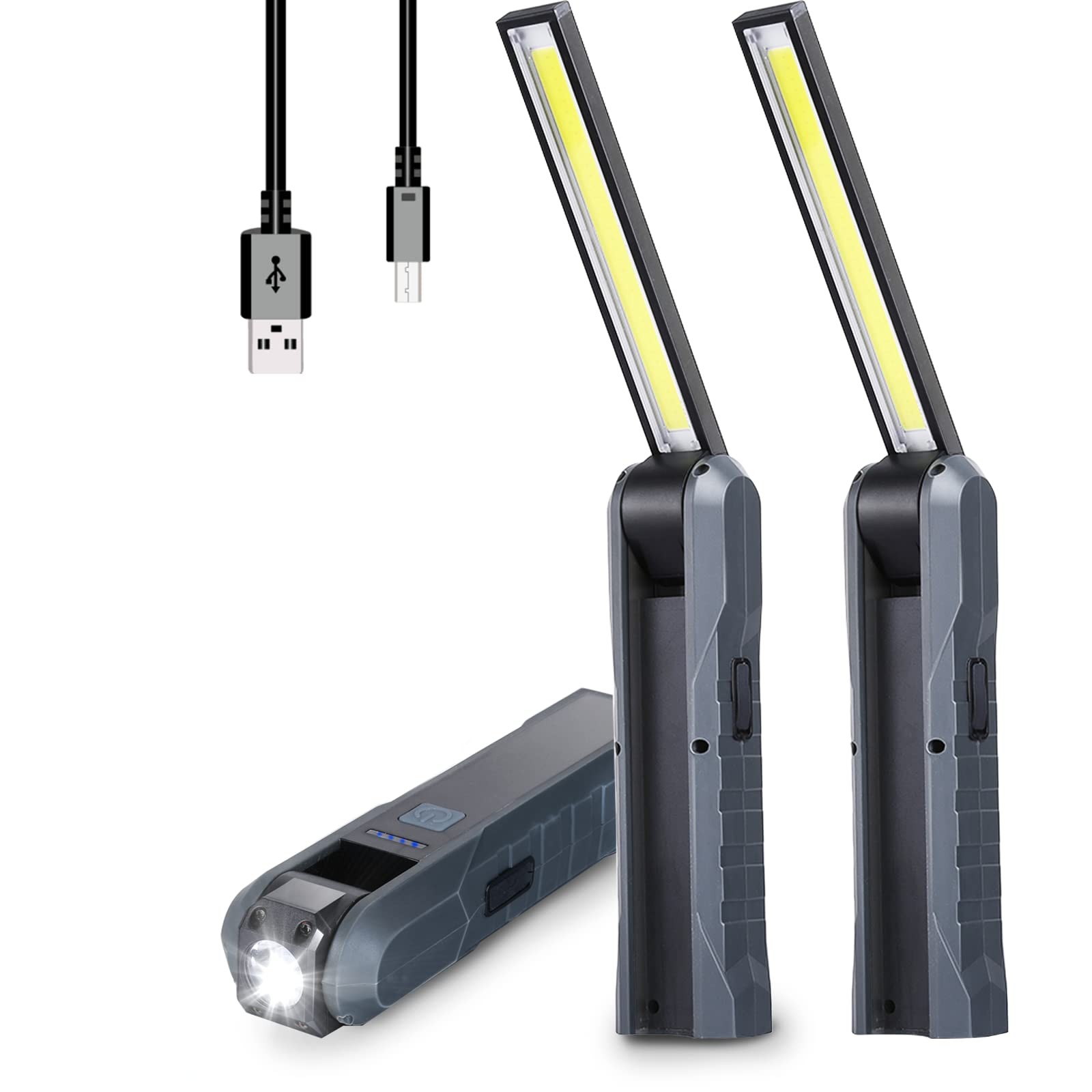 Rechargeable LED Work Light Automotive Foldable USB Portable Flashlight Work ...