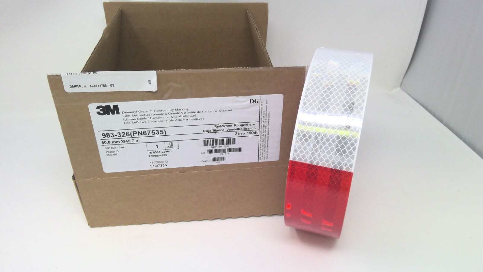 150' Roll 3M DOT Reflective Truck Trailer Vehicle Safety Tape Red White 2" NEW